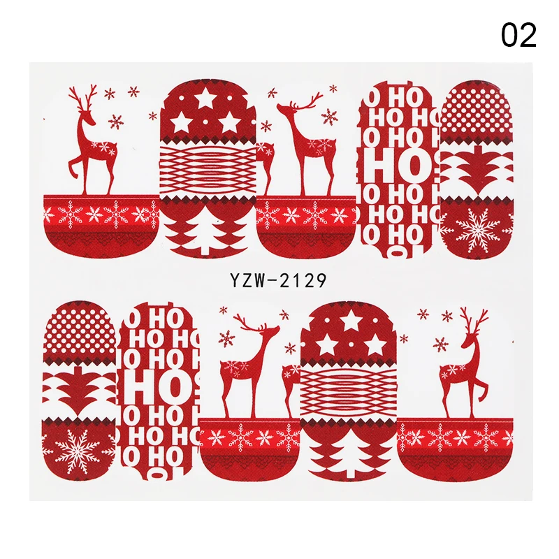 Pattern 2 LEMOOC переводная водная наклейка для ногтей, Рождественская тематика, дизайн ногтей, украшение для водяной знак, маникюр, наклейки для ногтей - Цвет: Pattern 2