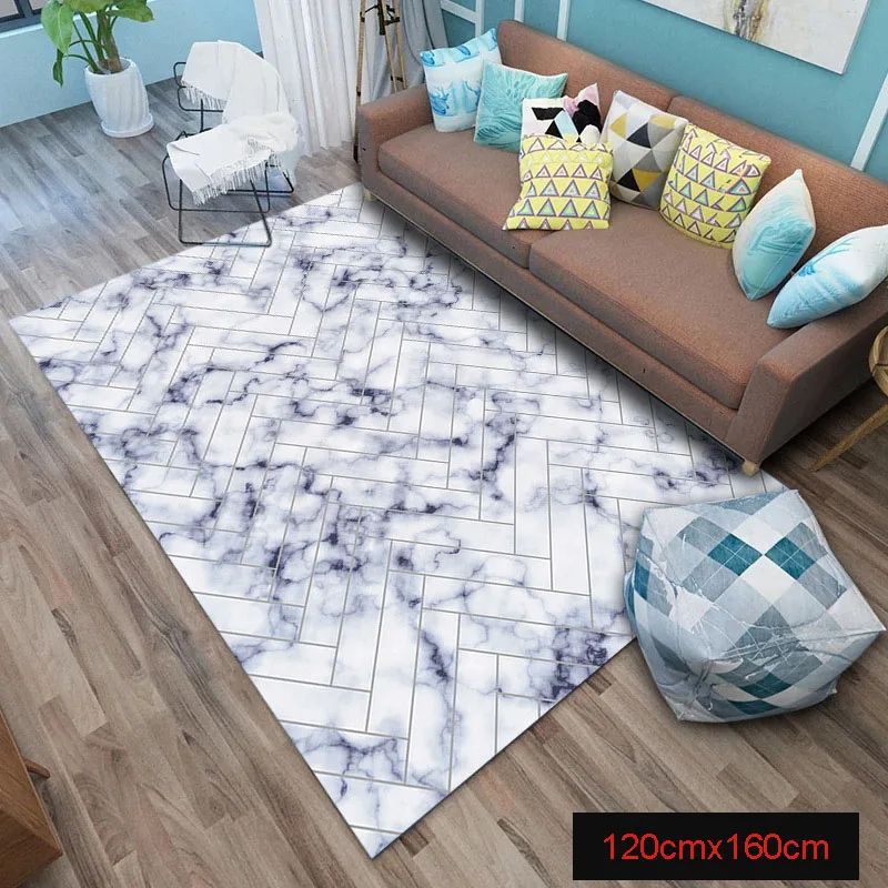 Area Rug Marble Golden Geometric Lines Marbling Home Decor Floor Rug Carpet  E2S