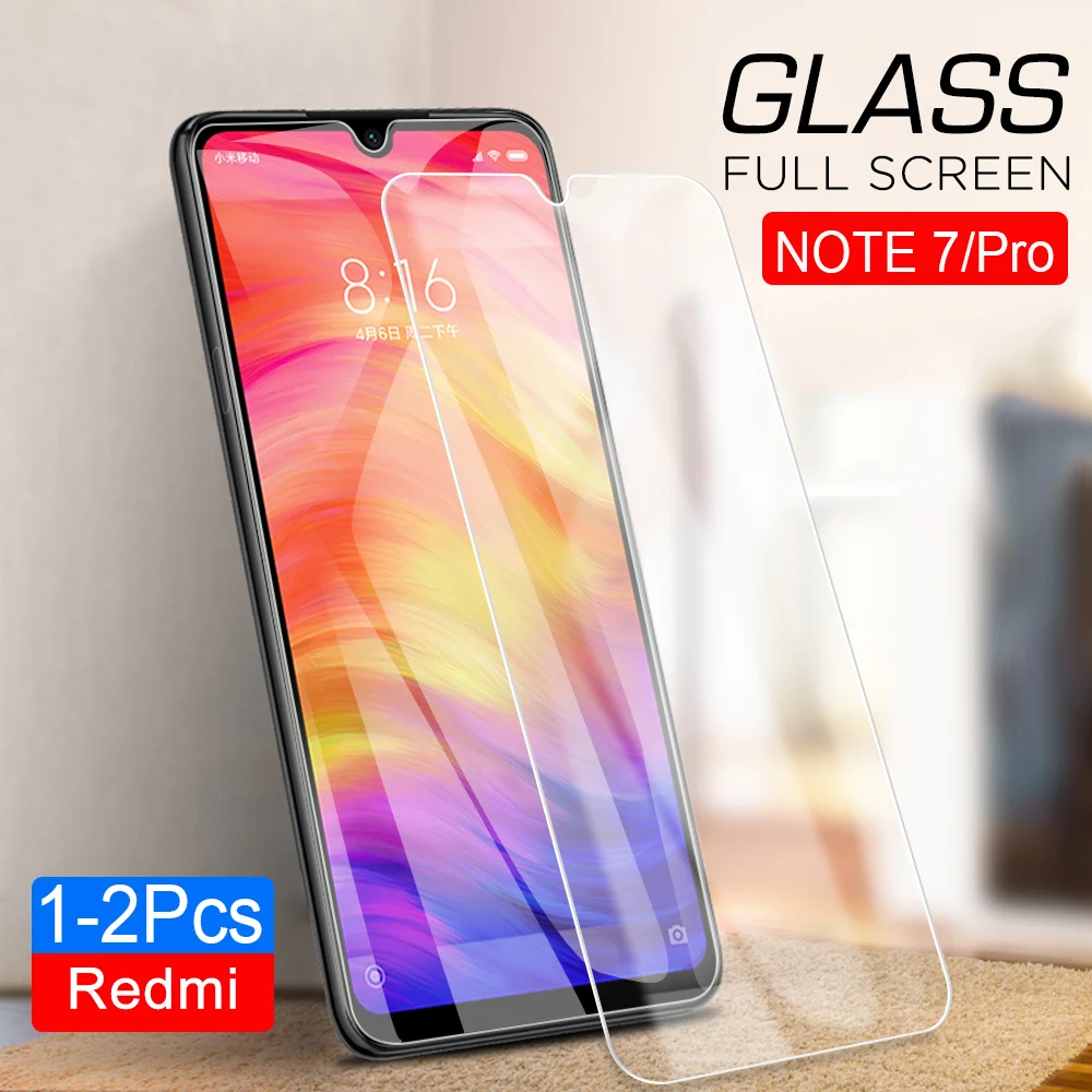 2Pcs Tempered Glass For Xiaomi Redmi Note 7 Pro Screen Protector Protective glass on Xiomi Red Mi note Note7 | Мобильные телефоны и