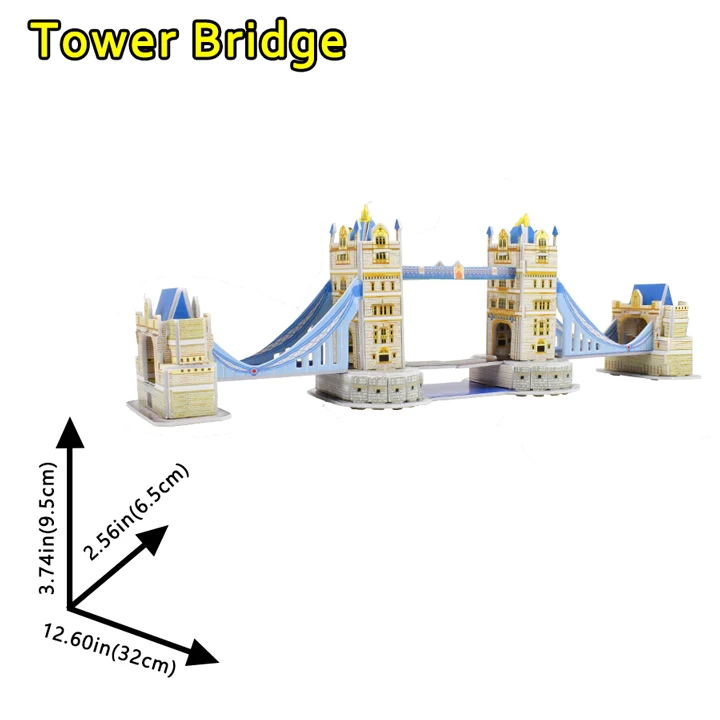 Детские игрушки картонные 3D бумажные строительные игрушки-головоломки мир сувенир Белый дом Эйфелева башня подарки для детей развивающие - Цвет: Tower Bridge
