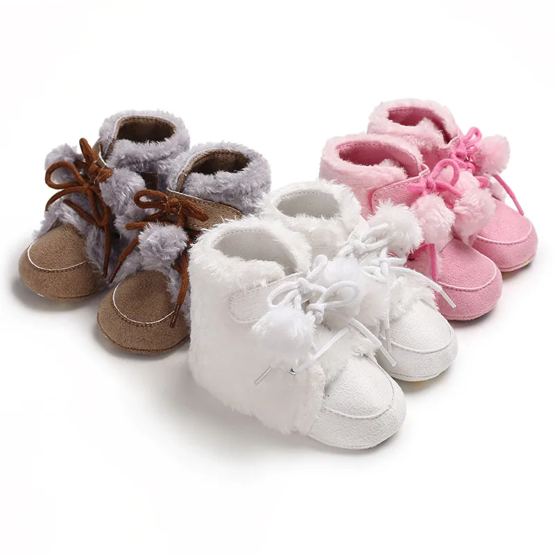 DOGEEK/Первые ходунки для новорожденных малышей; однотонные шерстяные сапоги на мягкой подошве; теплые зимние сапоги; хлопковая ткань; нескользящая обувь для кроватки