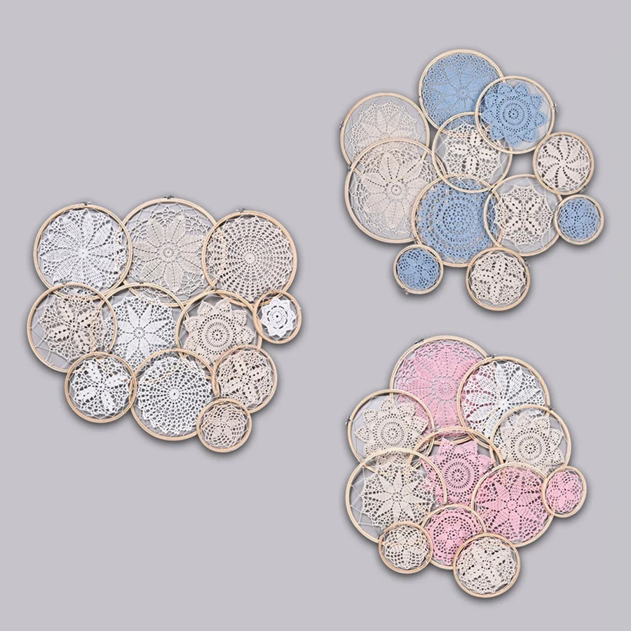 Горячая Diy большой Doily кружева Ловец снов набор, бохо Ловец снов, настенный, богемный домашний декор, бохо Декор для спальни