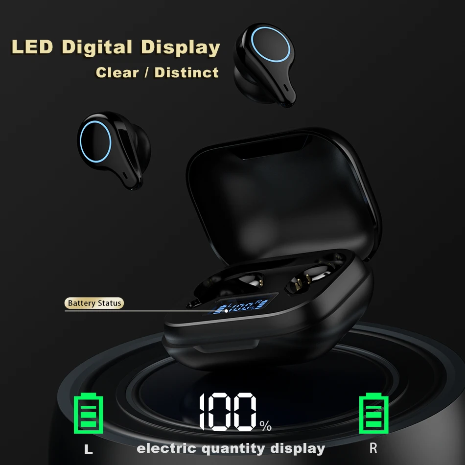 TWS Bluetooth Earphones Wireless Headphones Touch Control LED Display With Microphone Sport Waterproof Headsets Earbuds Earphone