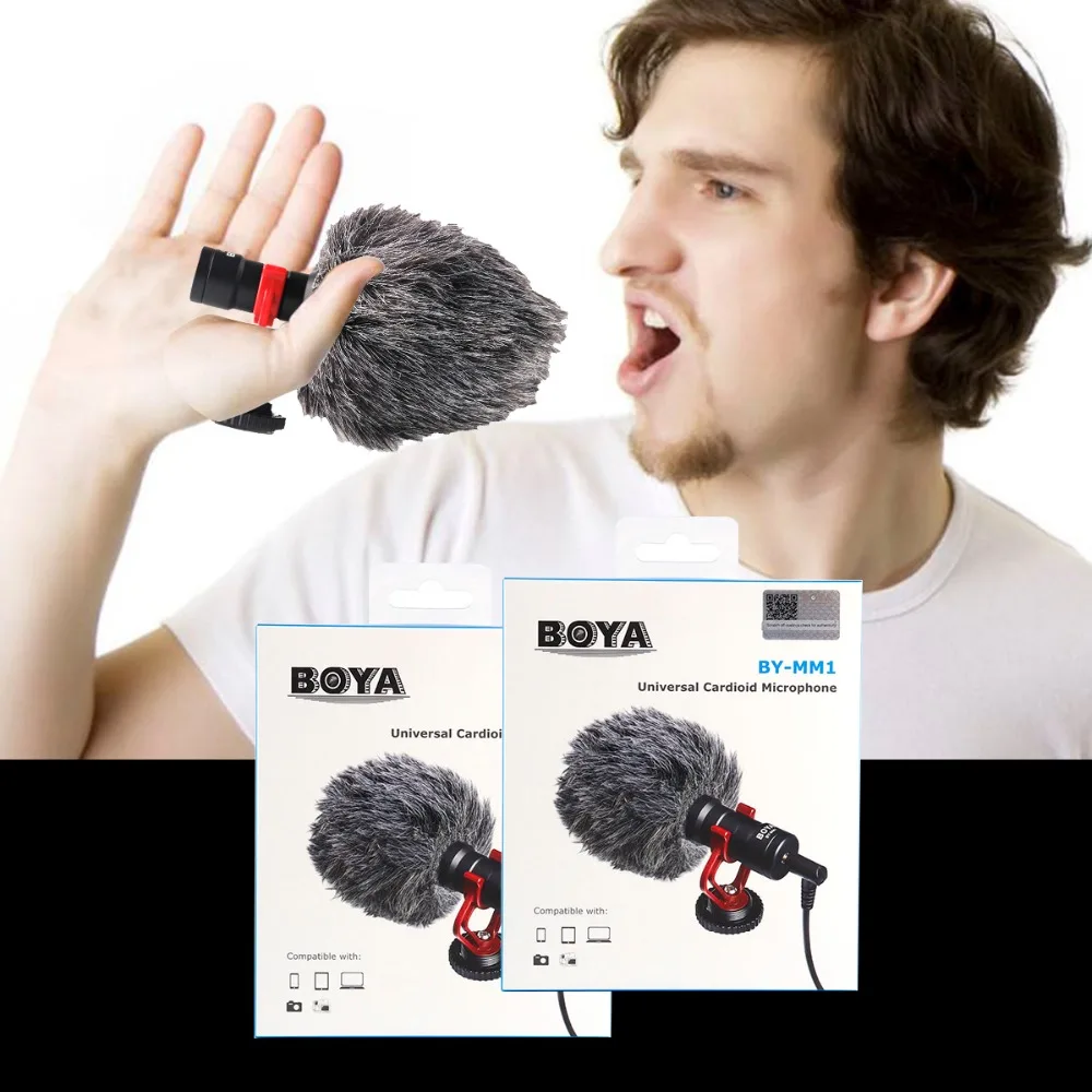 

BOYA BY-MM1 cardioid microphone lapel For DSLR cameras Consumer Camcorders Built-in microphone windshield included