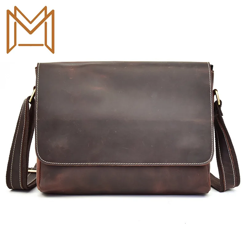 

Man Genuine Leather Single Shoulder Package Crazy Horsehide Oblique Satchel Renovate Single Shoulder Package Protect