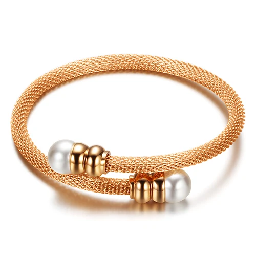 Новейший дизайн модные жемчужные браслеты женские ювелирные изделия, витая Цепочка браслеты в итальянском стиле жемчужные ювелирные изделия, Модный золотой браслет для женщин - Окраска металла: rose