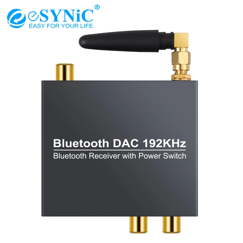 

Digital to Analog Audio Converter Coaxial Toslink to Analog Stereo L/R RCA 3.5mm Audio Adapter Power ON/OFF 192kHz Bluetooth DAC