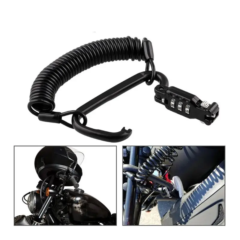 

Tough Motorcycle Helmet Lock with Black Combination Pin Locking Carabiner Device