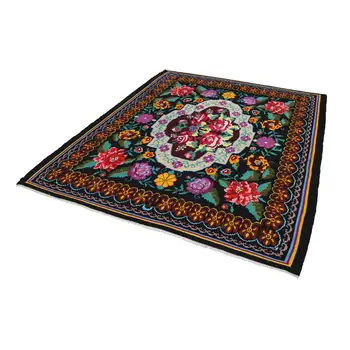 

218x255 Cm Black Handmade Vintage Moldovan Rugs Rug-7x8 Ft