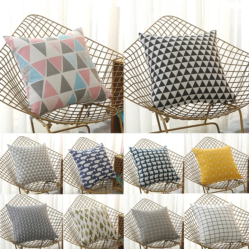 Simple Fashion Throw Pillow Cushion Bolster With Core Pillowcase Linen Print Home Office Chair Waist Car Sofa 40*40CM | Дом и сад