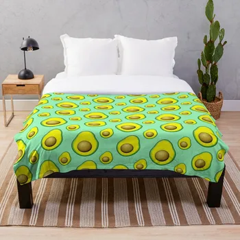 

Avocado Pattern On Green Background Throw Blanket Soft Sherpa Blanket Bed Sheet Single Knee Blanket Office Nap Blanket