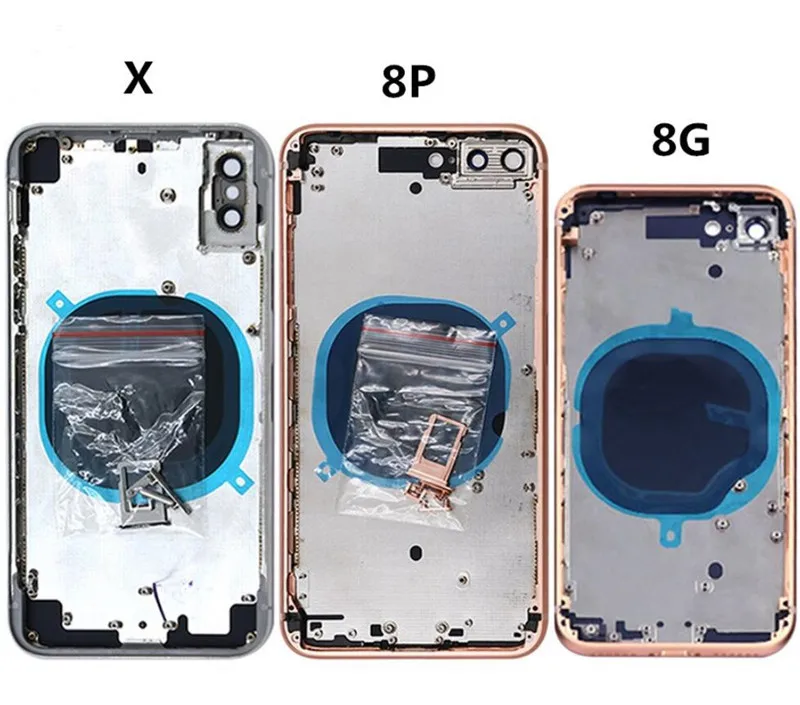 

For iphone 11 pro Max XS MAX XS 8 7 6P Battery Back Cover Door Rear Cover + middle Frame + sim Tray side key parts Housing Case
