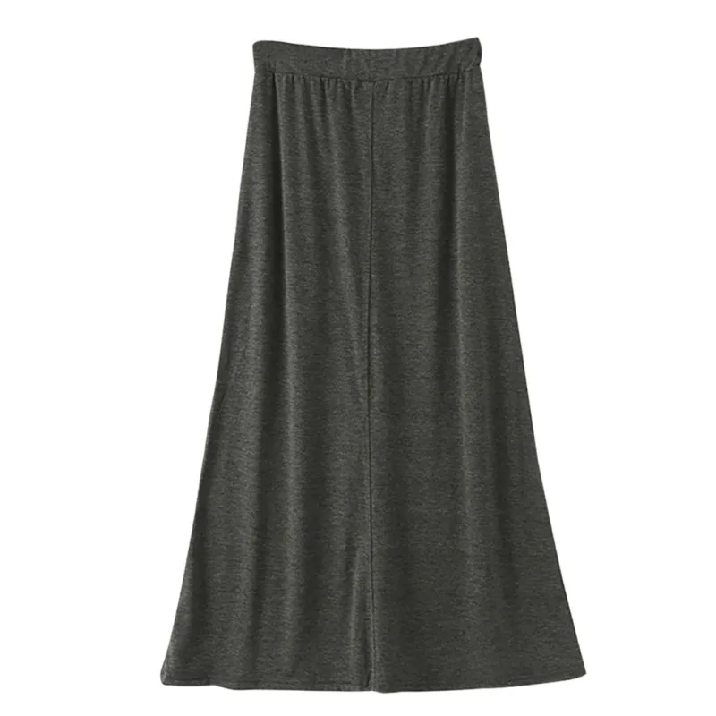 

A-line Skirt Ankle-Length Loose Casual High Waist Women's Fashion Simple Solid Color Empire Waistline Skirt
