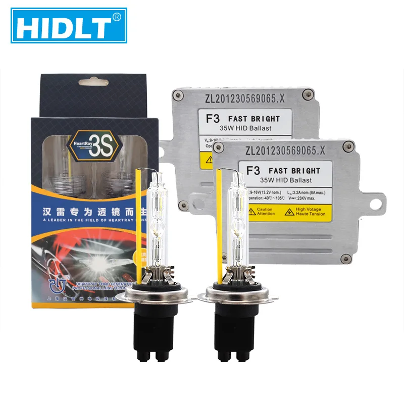 HIDLT Premium 35W Xenon HID Headlight Kit DLT F3 Fast Start Slim Ballast Xenon H1 H7 H11 D2H 4500K 6500K 5500K HeartRay HID Bulb (2)