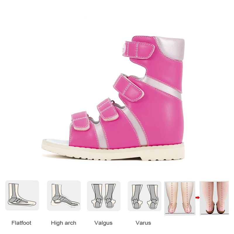 Ortoluckland Children's Orthopedic Shoes Girls Pink High Top Sandals For Baby Toddler Boys Correct Supinator Pronator Flatfeet girls shoes