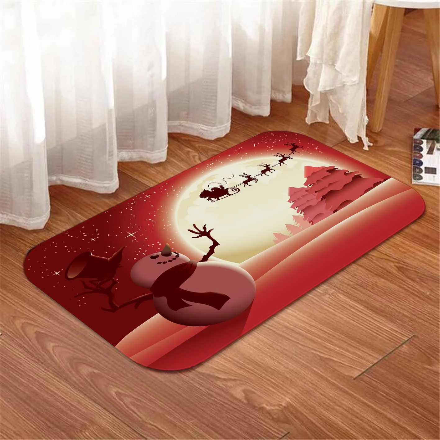Pedestal Rug Mat 180X180 см, Рождественский комплект для ванной с рисунком снеговика, занавеска для душа, Противоскользящий коврик для ванной, набор, накидка для унитаза, рождественские подарки - Цвет: Pedestal Rug Mat