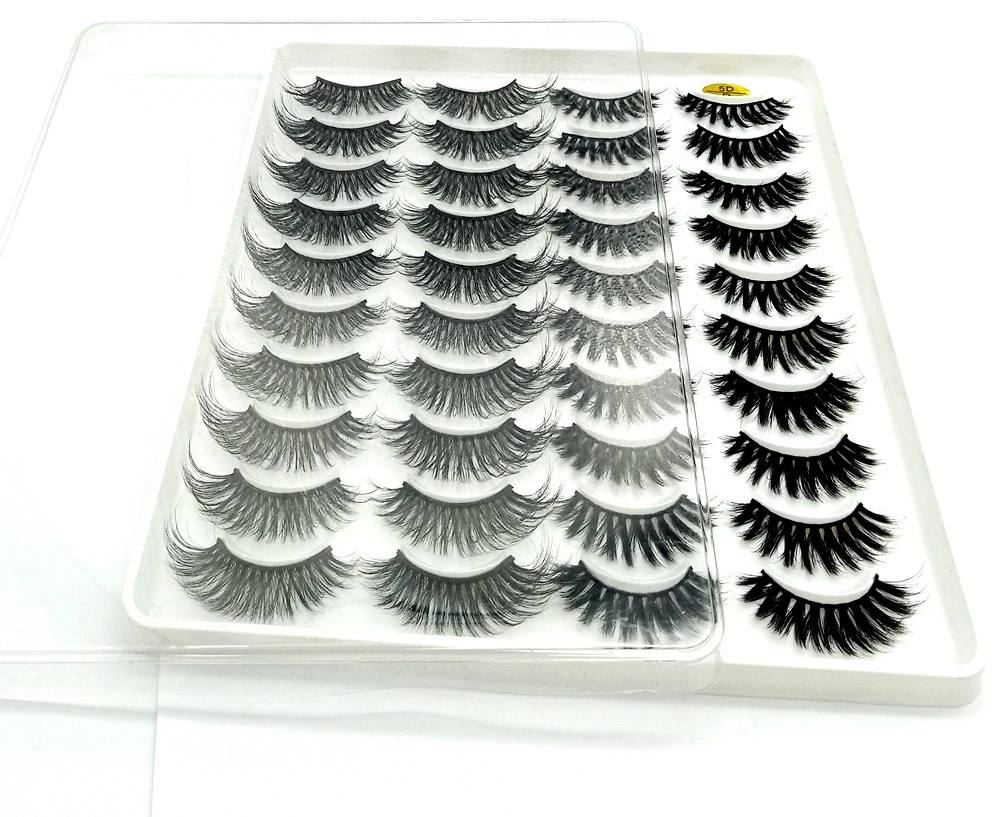 HBZGTLAD NEW 20 Pairs 3D Soft Mink False Eyelashes Handmade Wispy Fluffy Long Lashes Natural Eye Extension Makeup Kit Cilios 5DD