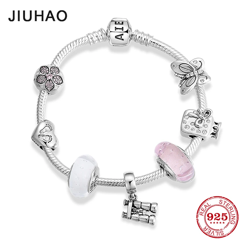 Смешанный стиль серебряные бусины 925 пробы браслеты телескоп подвески стеклянные бусины змея цепи для женщин аксессуары модные ювелирные изделия