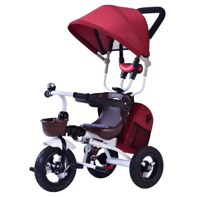 3 в 1 езда на игрушках для детей 1-3-5 лет 3 колеса складной трехколесный велосипед тележка высокое качество детский велосипед коляска скутер - Цвет: Red Solid tire