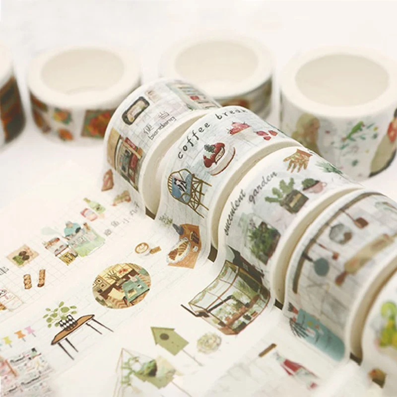 

2019 Fresh Art Food And Life Washi Tape Adhesive Tape DIY Scrapbooking Sticker Label Masking Craft Tape