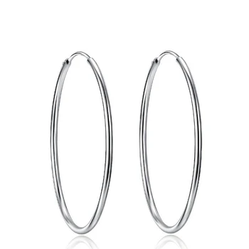 

S925 Sterling Silver Earrings Simple Fashion Personality Charm Female Models Glossy Circle Earrings