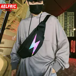 AELFRIC Светоотражающая поясная Повседневная дорожная Мужская поясная сумка высокой емкости в стиле хип-хоп Женская нагрудная сумка хит