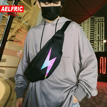 

AELFRIC Reflective Waist Casual Travel Men Belt Bag High Capacity Hip Hop Women Chest Hot Sell Fanny Pack Unisex Bum Waist Packs