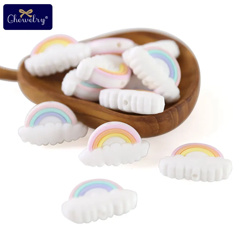5pc Silicone Beads Rainbow Mini Cloud Tiny Rod Rodent Food Grade Baby Teether DIY Pacifier Chain Nursing Bracelet Baby Product