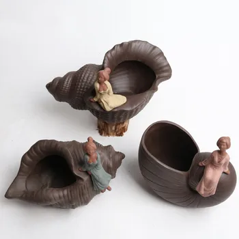 

Modern And Simple Home Desktop Decoration Potted Ceramic Purple Sand Conch Girl Snail Succulent Plant Pot Creative