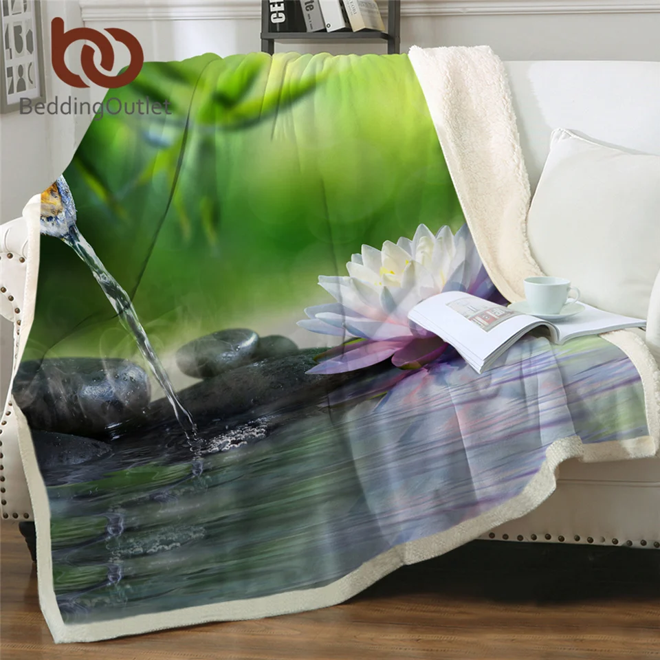 BeddingOutlet плюшевое покрывало с 3D принтом мягкое одеяло цветами лилиями лотоса