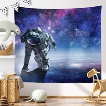 

Cool Astronaut Space Walk In The Universe Starry Sky Boy Room Printed Wall Hanging Creative Design Carpet Ceiling Wall Tapestry