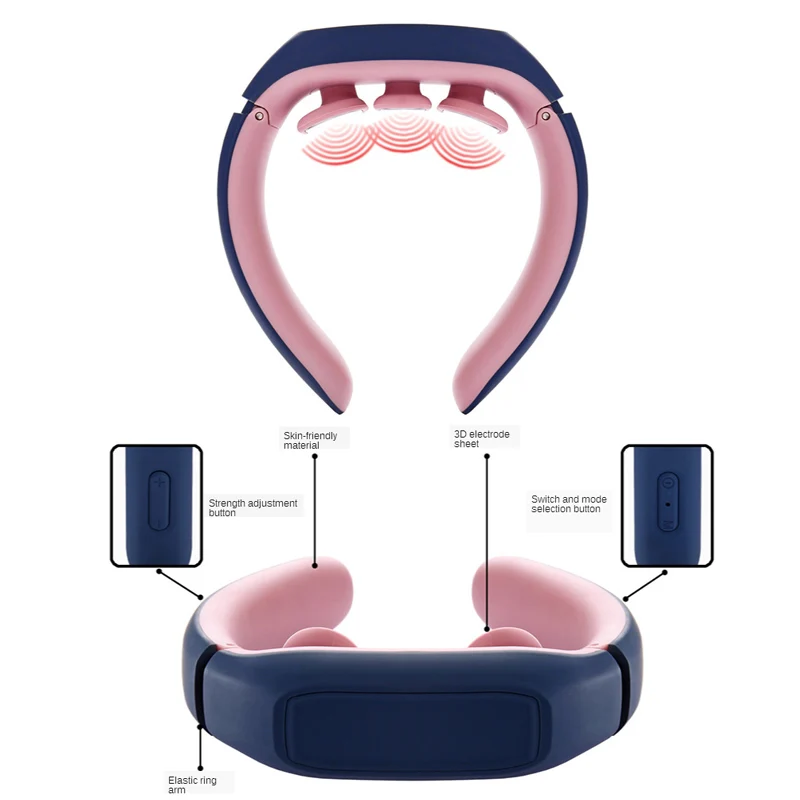 

4D Massage and relax neck massager intelligent electric wireless cervical massager body shock pulse relieve fatigue massage tool