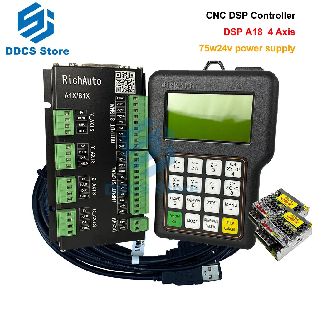 RichAuto DSP A18 4 Axis CNC Controller A18s A18e USB Linkage.