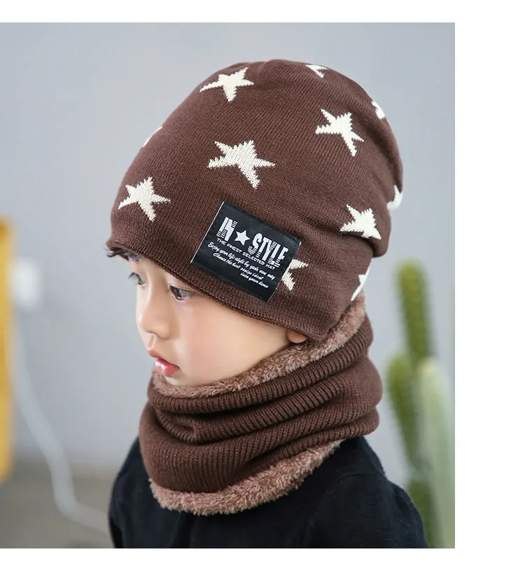 Милая Детская Зимняя шерстяная шапка, накидка на шею, Корейская версия, утолщенная теплая вязаная шапка, детские шапки, шапка, шарф, комплект