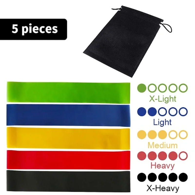 

5 pcs/set Levels Yoga Resistance Rubber Bands set Sport Training Workout Loops Latex Elastic Bands Fitness Equipment set