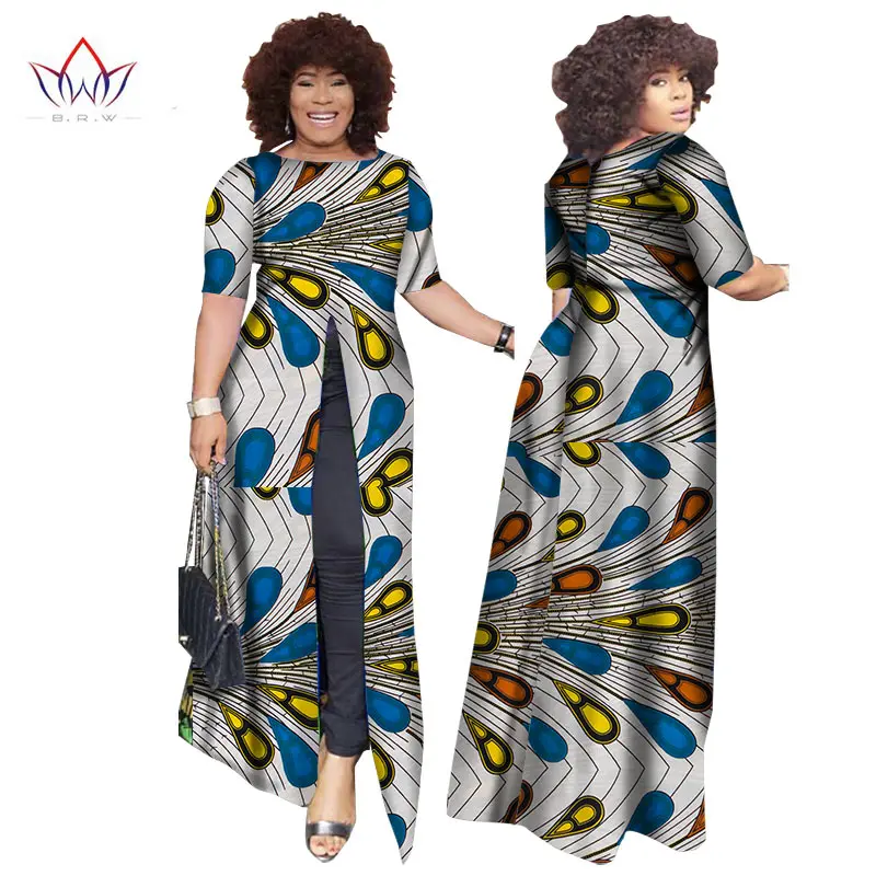 Африканский dashiki африканских платья повседневные Прямые сплит печати Африканский принт хлопок Одежда Сорочка африканского Femme brw WY852 - Цвет: 8