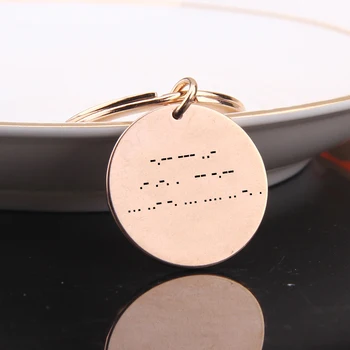 

FLYANGEL Engraved Morse Code Keychain You Are My Sunshine Keyring Lover Jewelry Bag Charm For Couples Lover Valentine's Day Gift