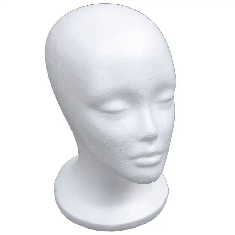 Minkissy 2 piezas cabeza de espuma femenina modelo cabeza peluca pantalla espuma maniquí gafas sombrero postizos soporte estante de exhibición para tienda salón tienda 