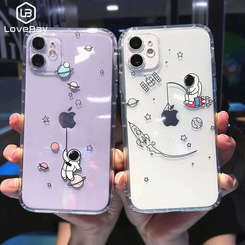 Креативный ударопрочный чехол Lovebay с астронавтом для iPhone 13 12 11 Pro Max X XR XS 7 8 Plus Mini
