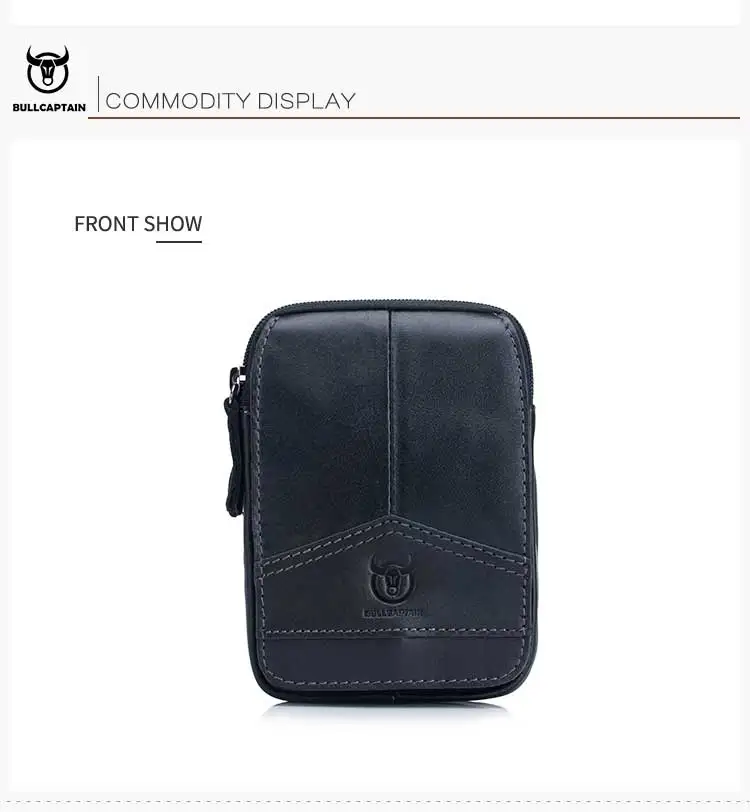 BULLCAPTAIN 100％ Genuine Leather Waist Pack Men Vintage Mini Money Phone Waist Bags Cowhide Bum Purse Casual Fanny Pack Belt Bag
