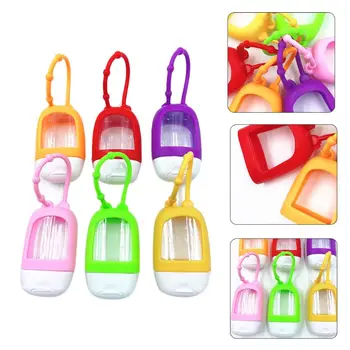

5Pcs 30ml Clear Empty Bottles with Silicone Cover Portable Travel Refillable Hand Sanitizer Containers Hanging Case Disinfectant