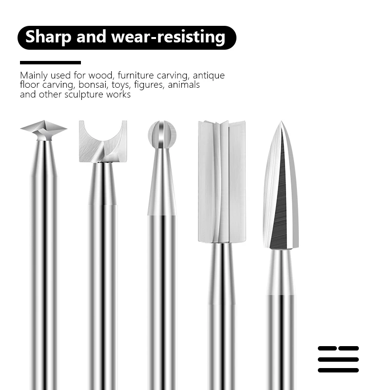 XCAN 나무 조각 드릴 비트 10pcs 2.35mm 생크 밀링 커터 목공 드릴링 도구 조각 칼 비트