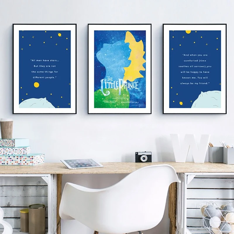 

Canvas Painting Nordic Style Prints The Little Prince Movie Home Decor Wall Art Modular Pictures Watercolor Poster For Kids Room
