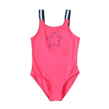 

Girl Swimwear Sleeveless Low Back Five Point Star Printed One Piece Children Swimming Swimsuit Suit
