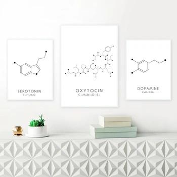 

Molecule Serotonin Wall Art Canvas Poster Print Oxytocin & Dopamine Painting Molecular Structure Picture Chemistry Science Decor
