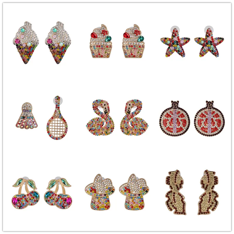 

FASHIONSNOOPS 2019 New Vintage Multicolor Crystal Earrings Fashion Women Statement Earring Girl Party Wedding Jewelry Wholesale