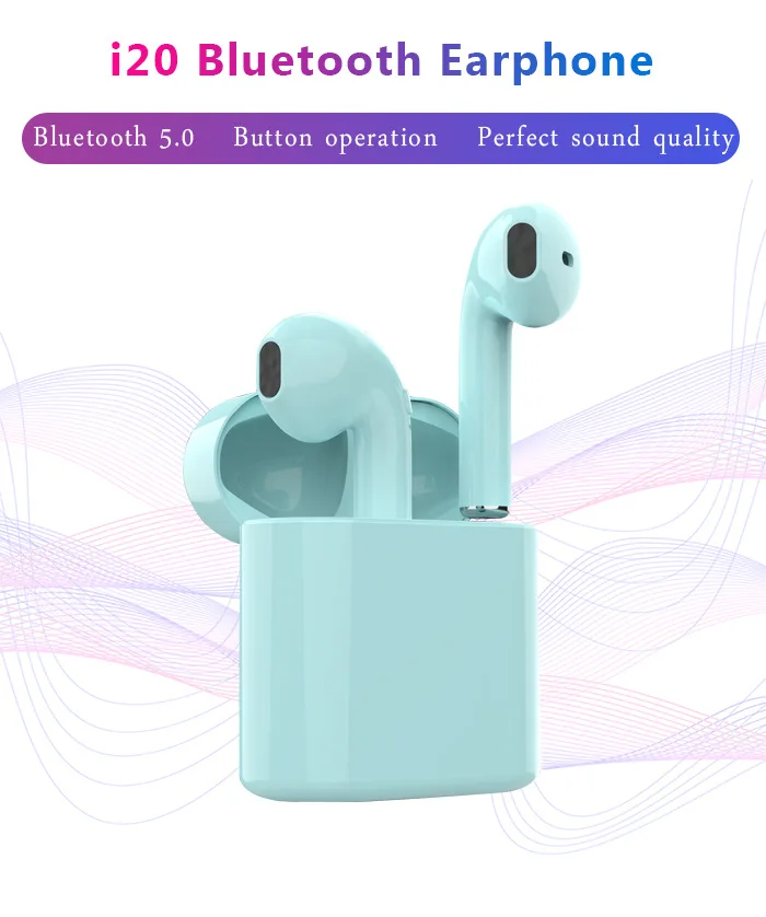 

i20 tws Bluetooth Earphone Wireless earphones Earbuds 3D Surround Sound for iPhone Android Phone Pk i10 12 200tws