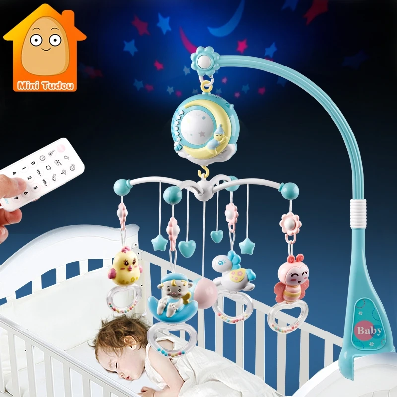 Newborn Infant Baby Boy Toys Crib Mobiles Toy Holder Rotating Crib Mobile Bed Musical Box Projection 0-12 Months Baby Rattles