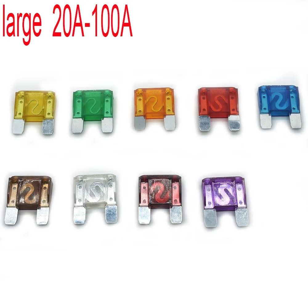 10 Pz 30/40/50/60/70/80/90/100A Assortiti Auto Auto Moto Scooter Elettrico Camion Standard Grande Lama Fusibili Kit Accessori