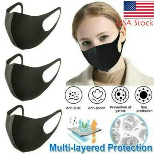 

50PCS Dropshipping PM2.5 Reusable Mask Facemask Cover Anti-Dust Pollution Reusable Washable Earloop Protect US